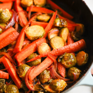 close up roasted veggies