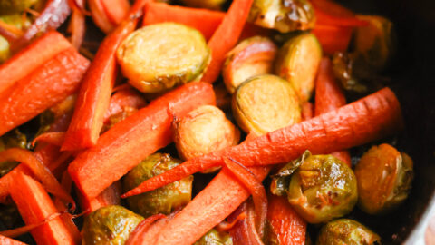 close up roasted veggies