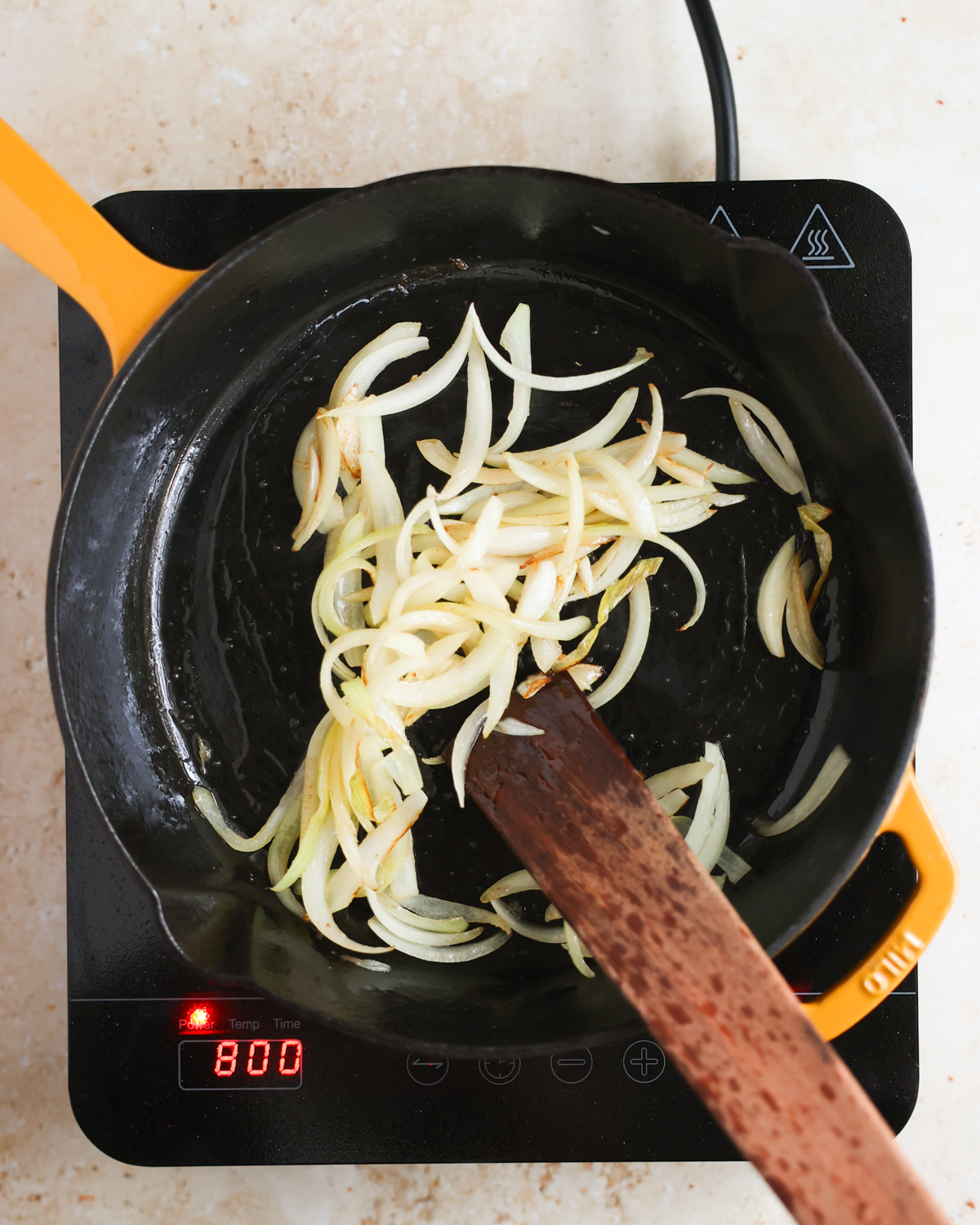overhead sauteing onions