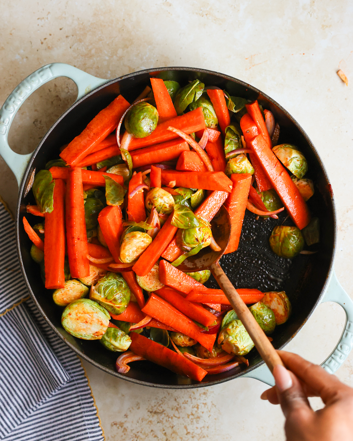 overhead stirring veggies