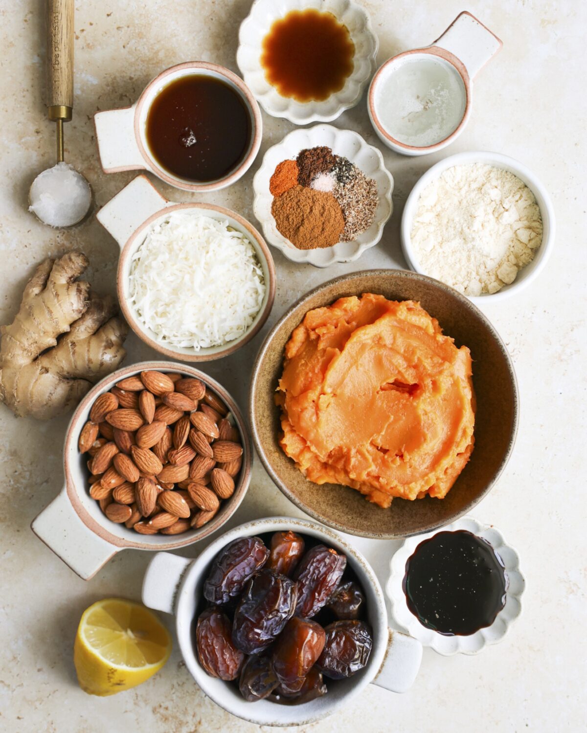 overhead sweet potato bars ingredients