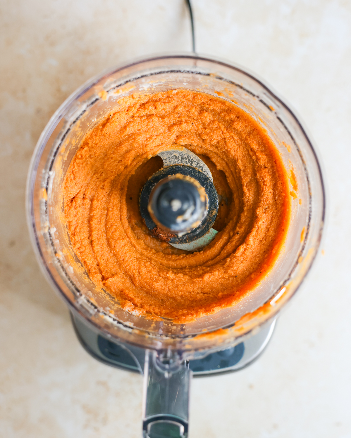 overhead blended sweet potato filling