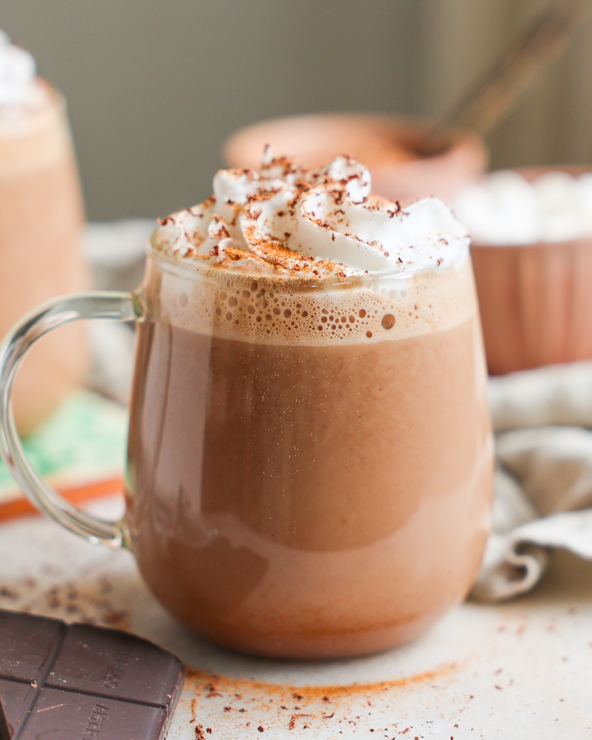 side of vegan hot cocoa in mug