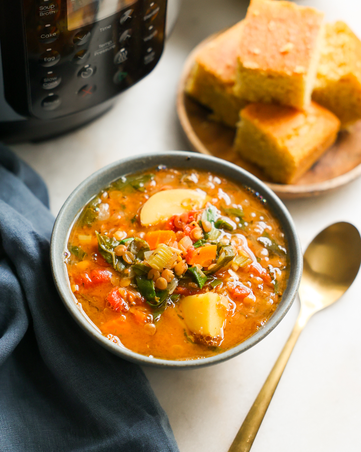 vegan instant pot lentil soup GoVeganWay.com
