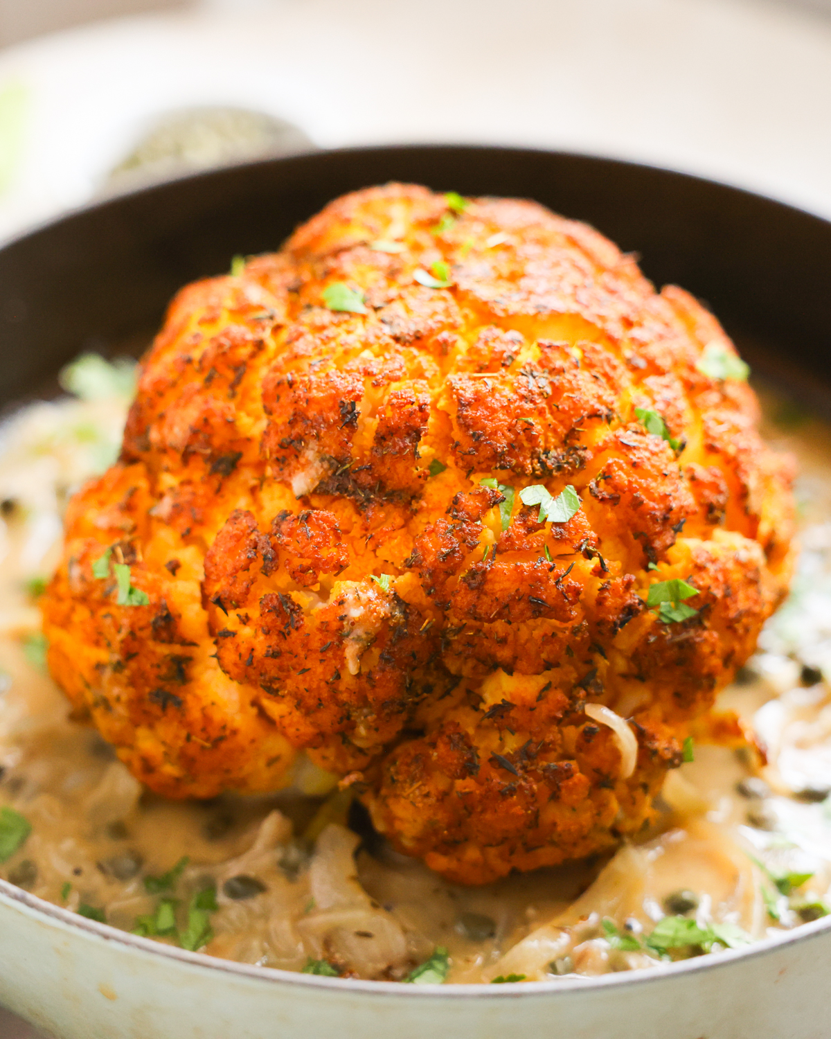 whole roasted cauliflower GoVeganWay.com