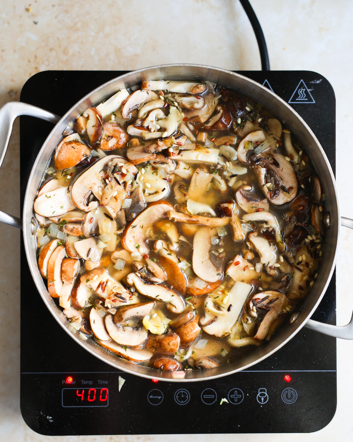 mushrooms added to pan
