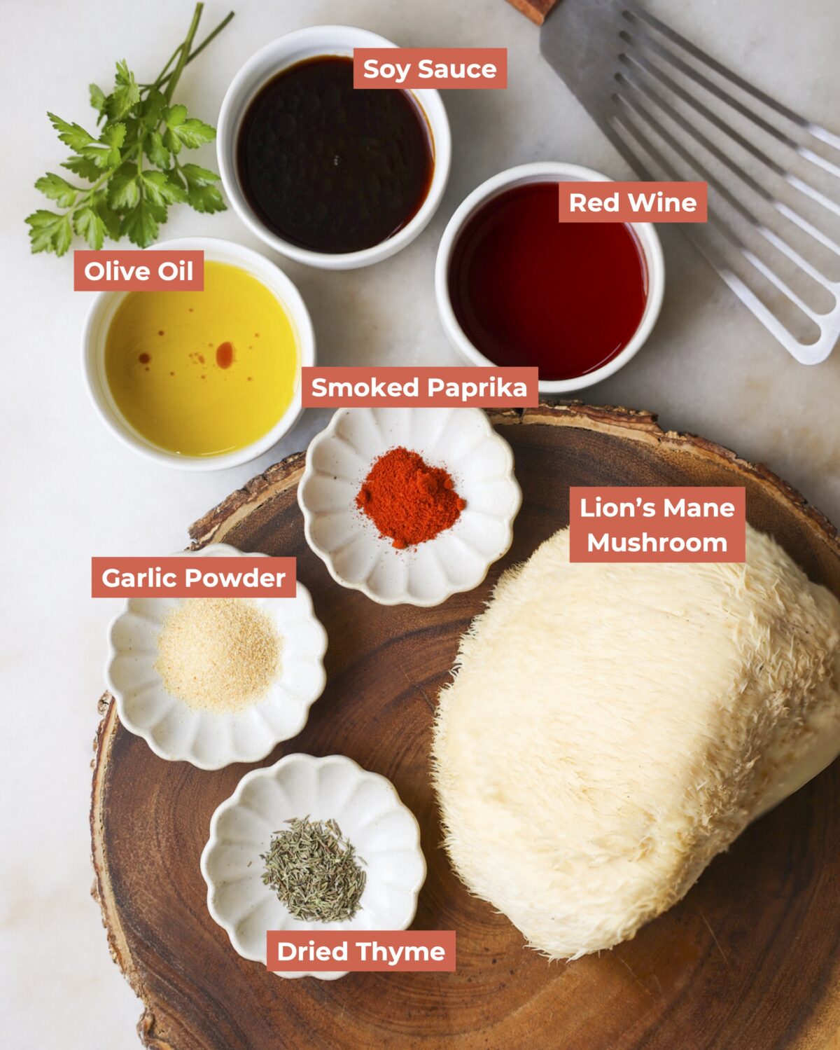 Lions mane steak ingredients labeled. 