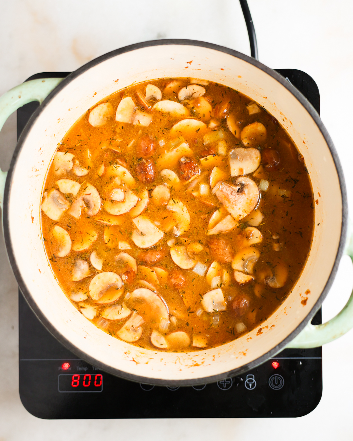 broth added to gumbo