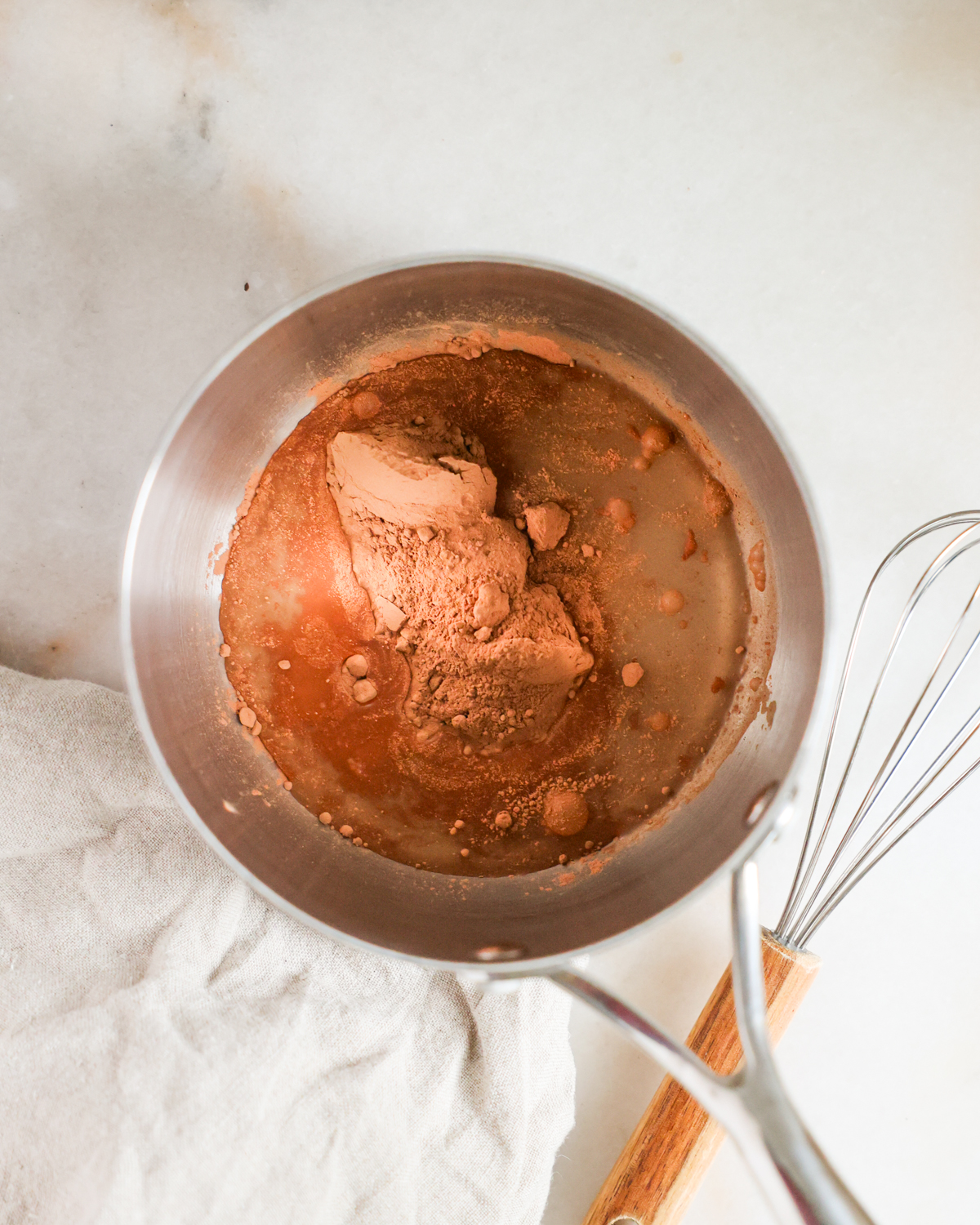 overhead cocoa in saucepan