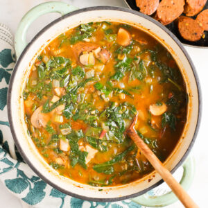 Finished pot of vegan green gumbo.