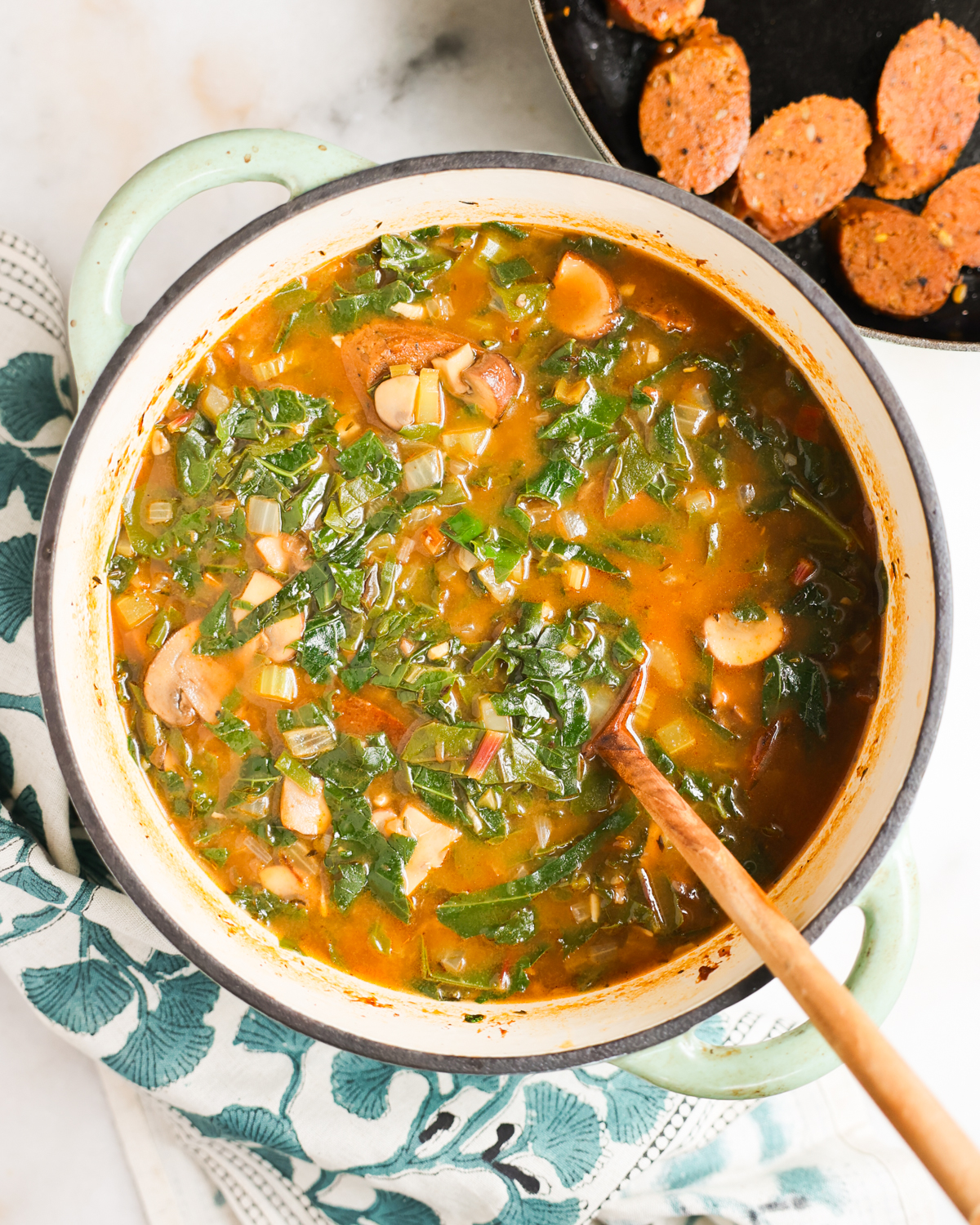 overhead gumbo in pot