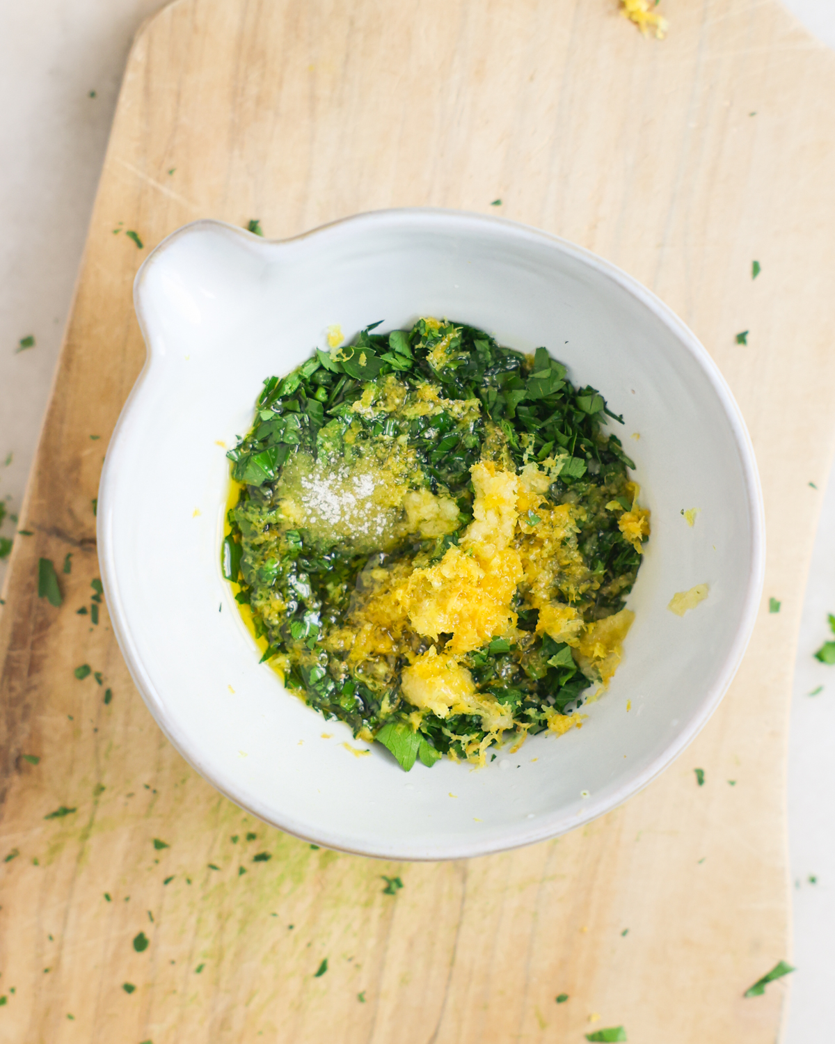 gremolata ingredients in bowl