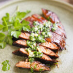 Lions mane steaks topped with gremolata.