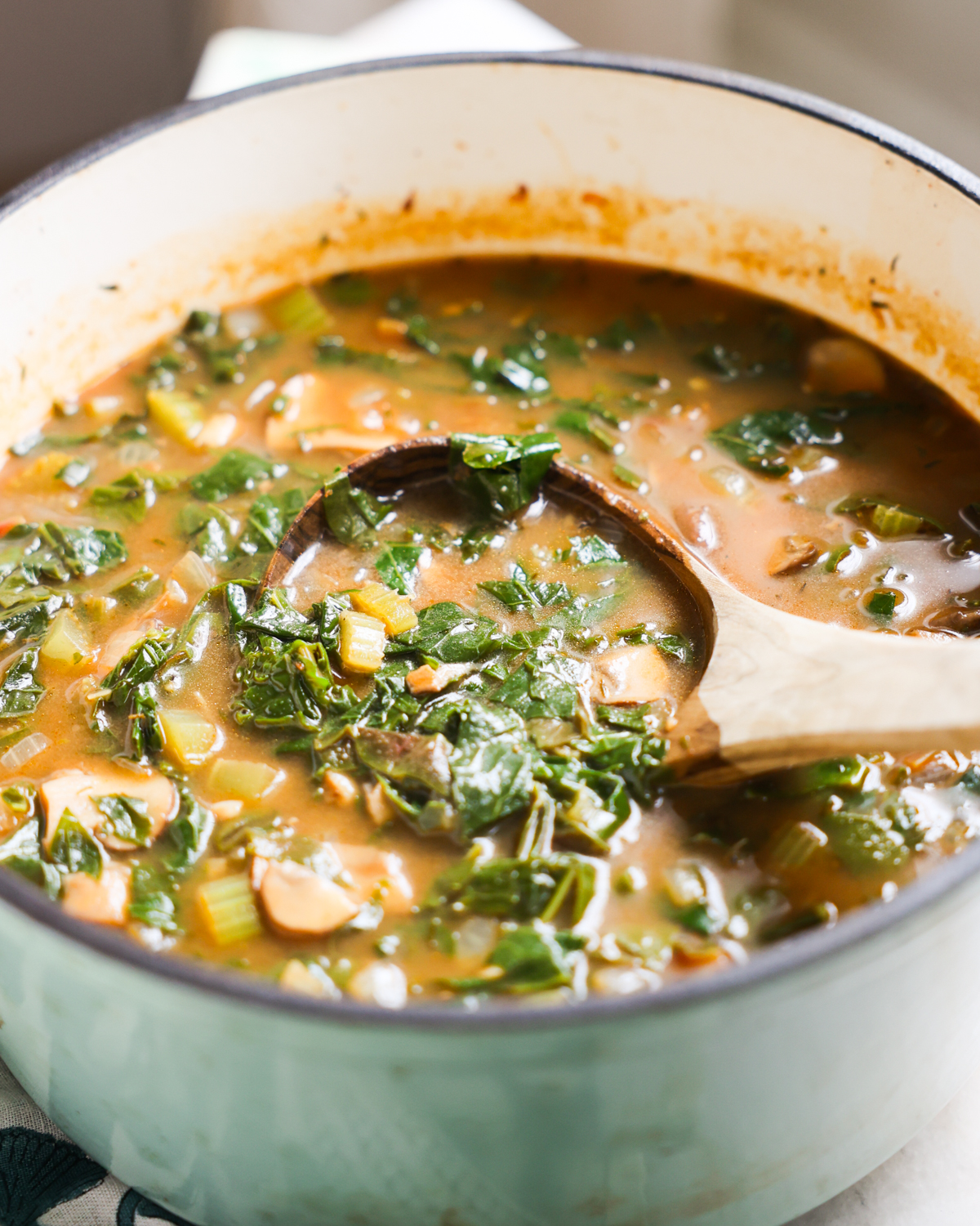 close up of vegan green gumbo