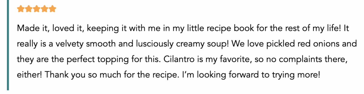 Review for the black bean soup.