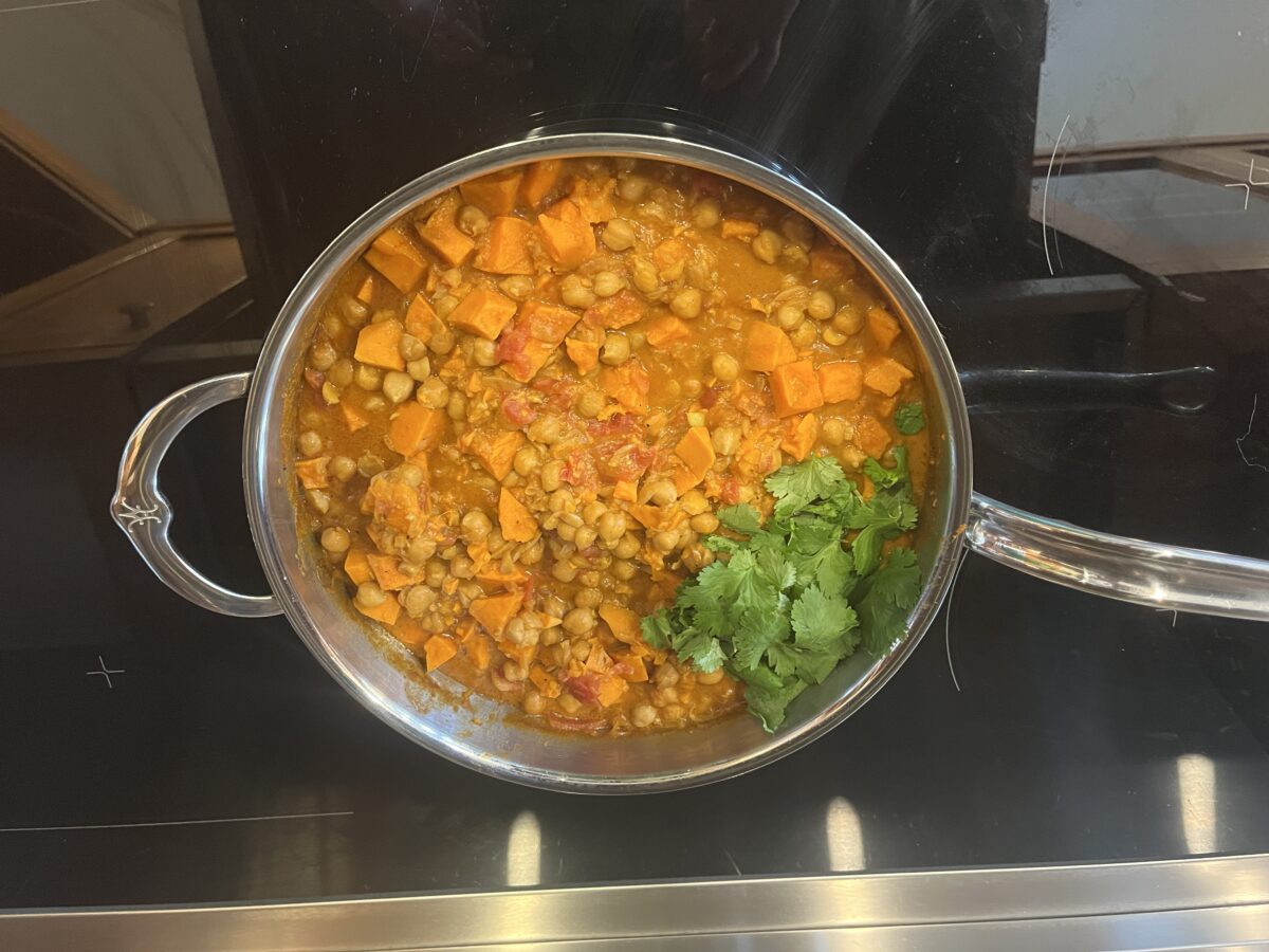 Reader photograph of sweet potato chickpea curry.