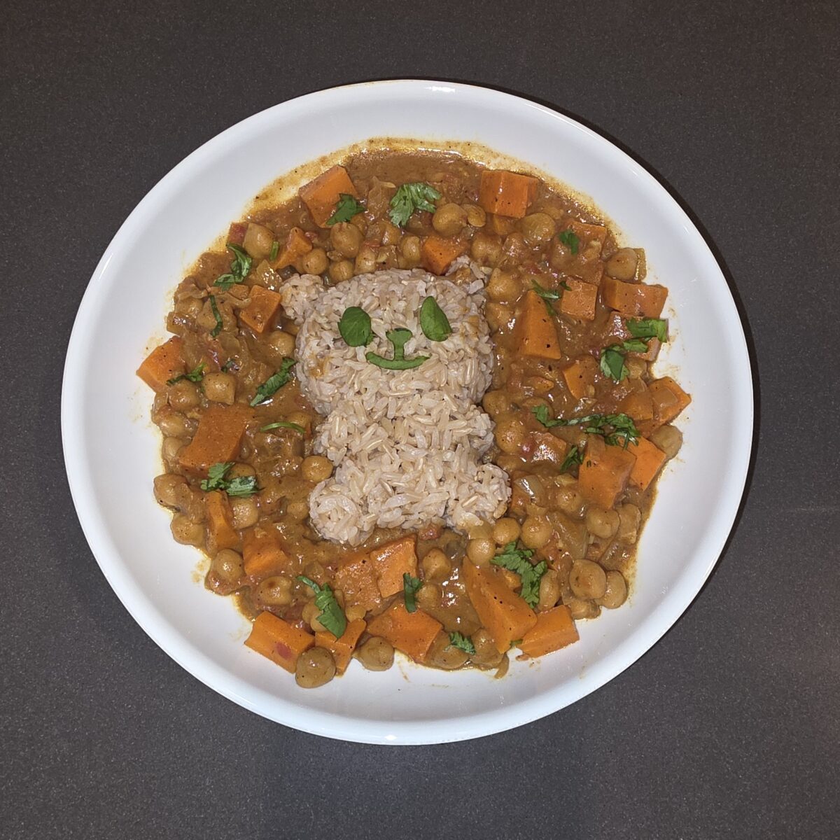 Reader photograph of sweet potato chickpea curry.