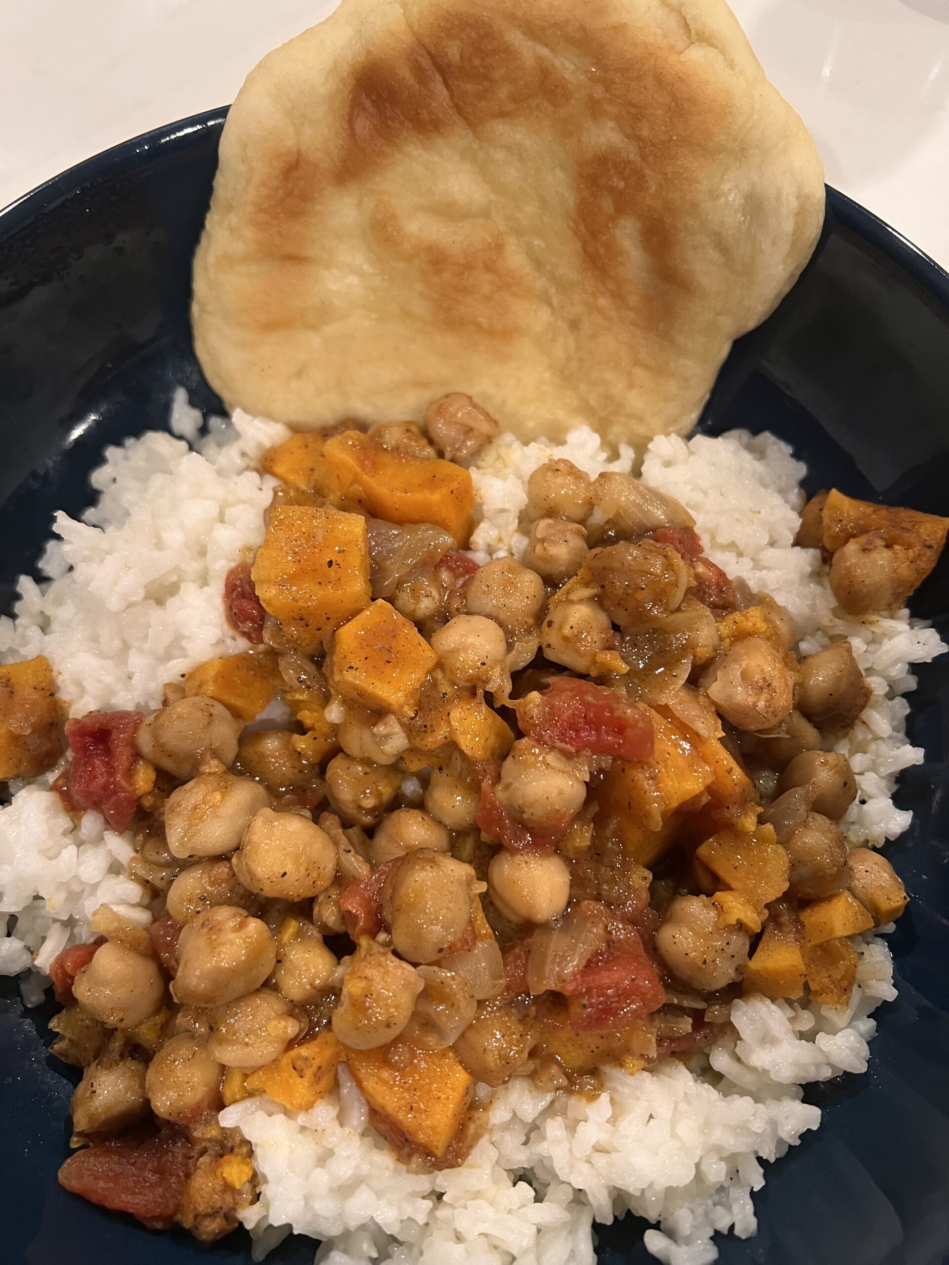Reader photograph of sweet potato chickpea curry.