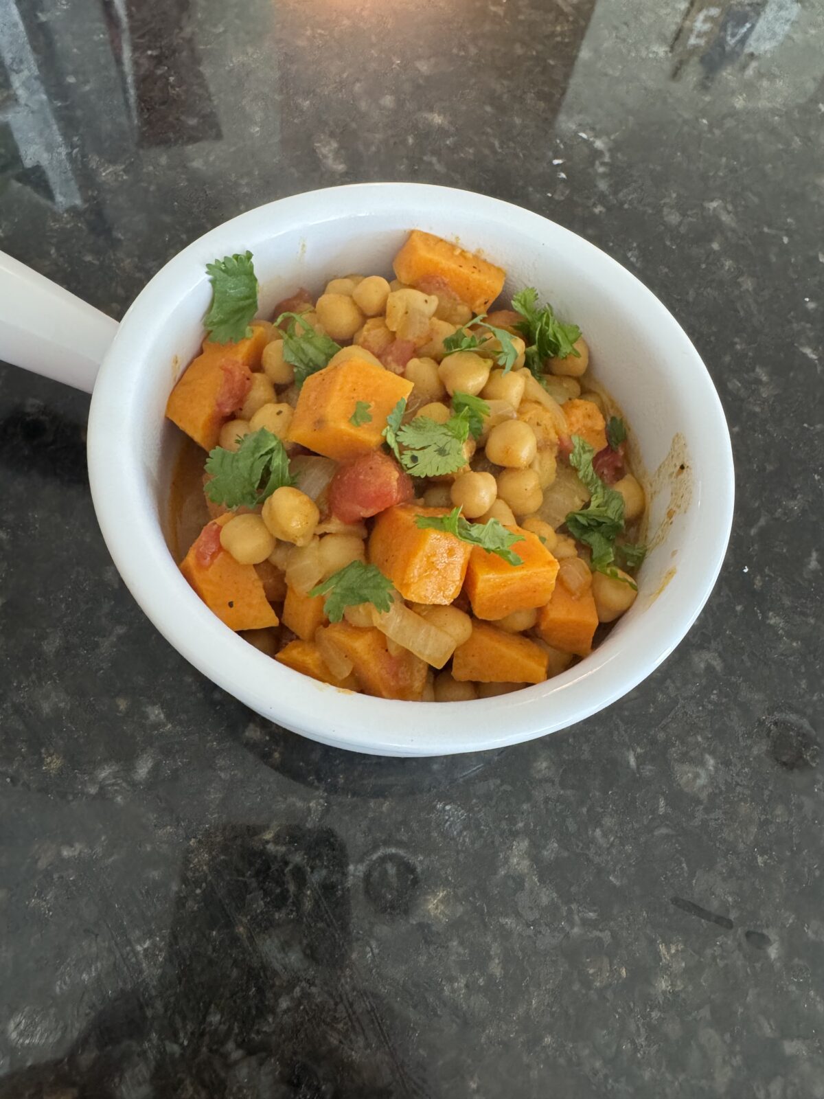Reader photograph of sweet potato chickpea curry.
