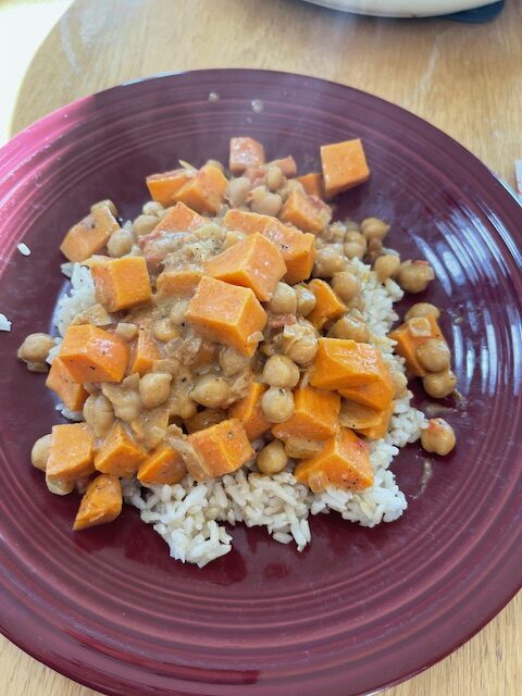 Reader photograph of sweet potato chickpea curry.