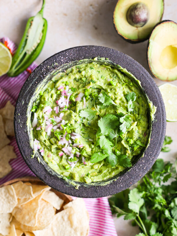 Easy guacamole recipe in bowl.
