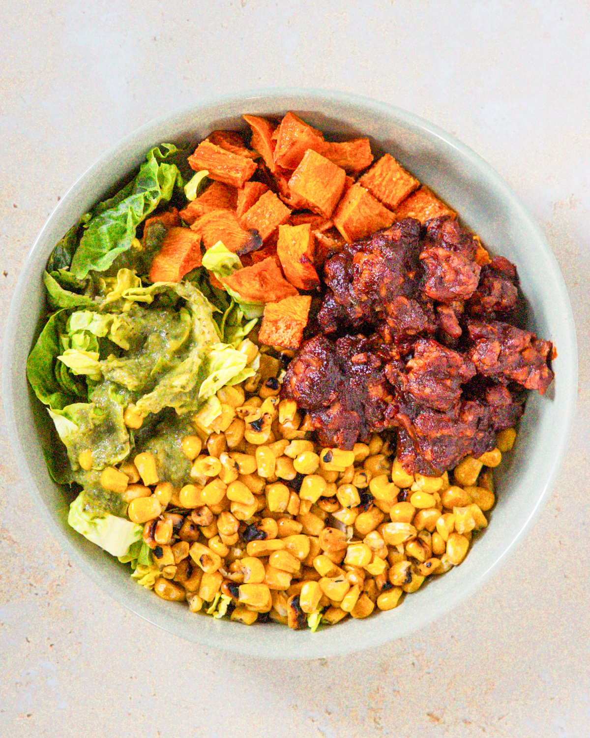 Vegan Soul Bowl with BBQ tempeh.
