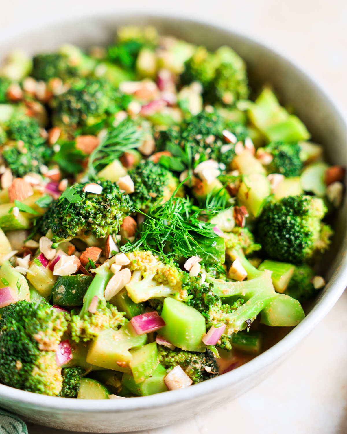 Broccoli salad in a bowl.