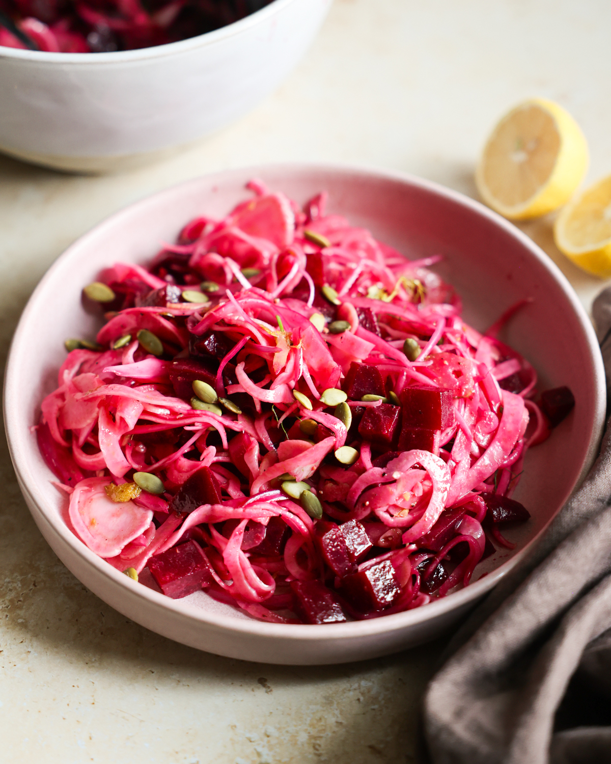 Shredded fennel salad with beets.