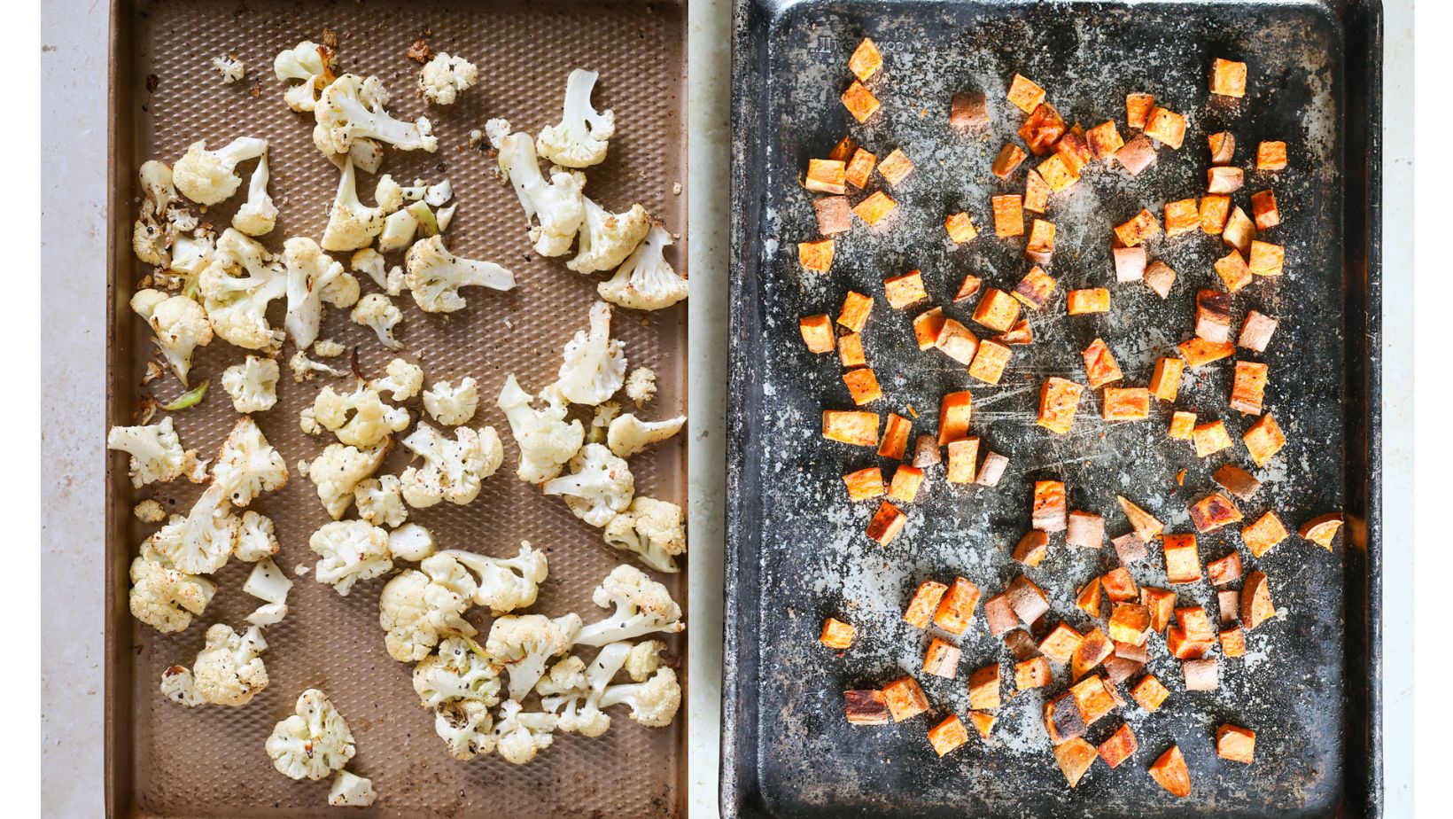 Roasted cauliflower and sweet potatoes.